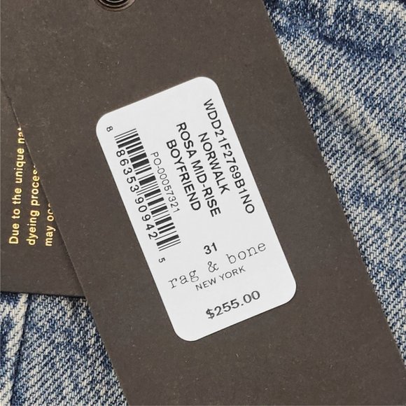 rag & bone Rosa Distressed Roll Cuff Boyfriend Jeans - Picture 9 of 9